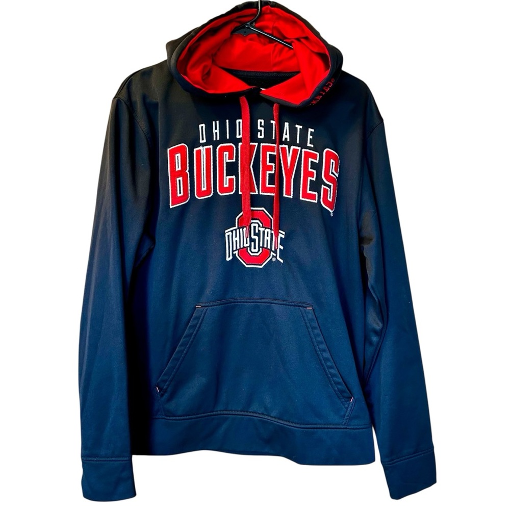 Ohio State Buckeyes Scarlett & Gray Hoodie Unisex Sz Medium Black Embroidered